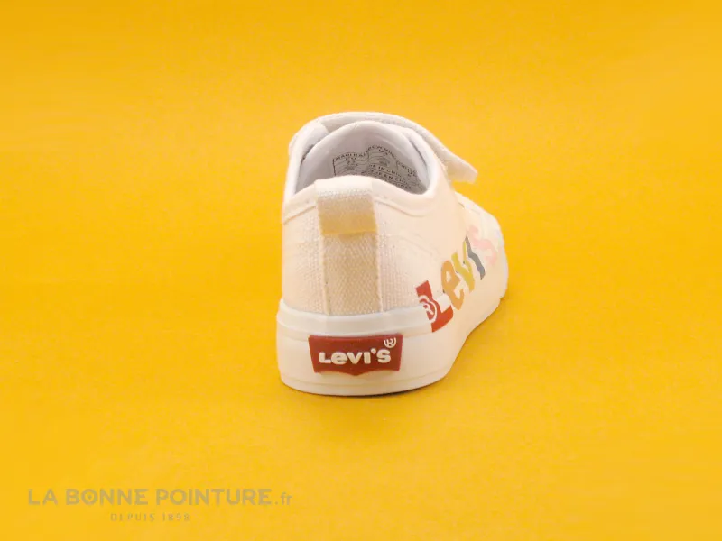 Achat chaussures Levi's Bébé Chausson Toile, vente Levis MAUI RAINBOW MINI white 0061 - Basket bebe toile