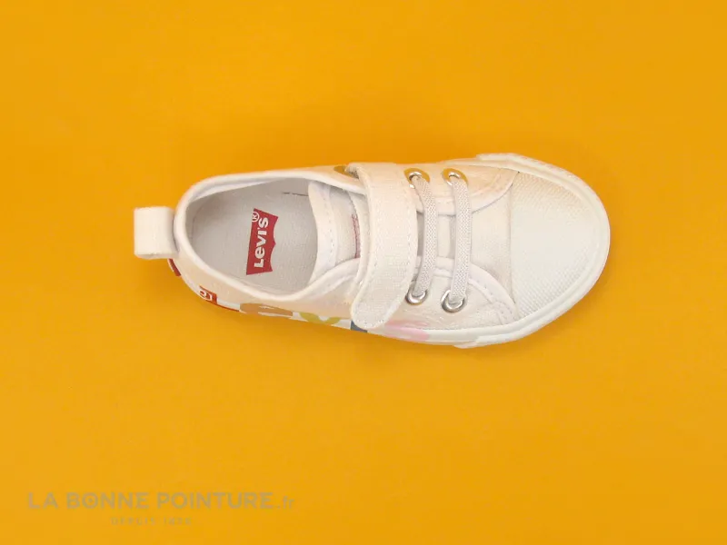 Achat chaussures Levi's Bébé Chausson Toile, vente Levis MAUI RAINBOW MINI white 0061 - Basket bebe toile