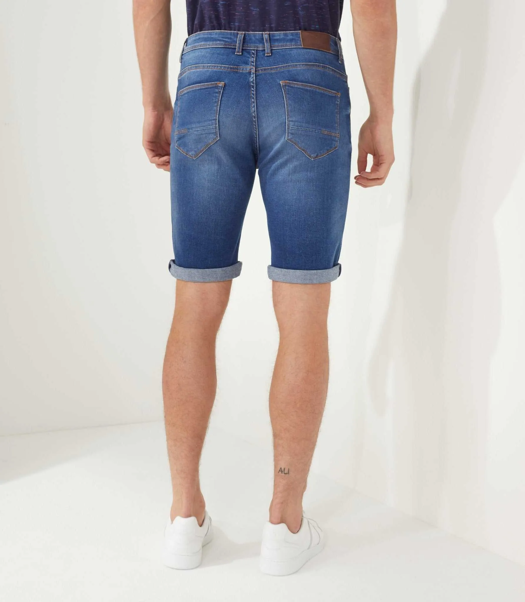 Bermuda slim en jean bleu 