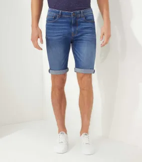 Bermuda slim en jean bleu Valker