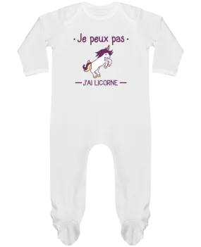 Body Pyjama Bébé Je peux pas j'ai licorne par Benichan