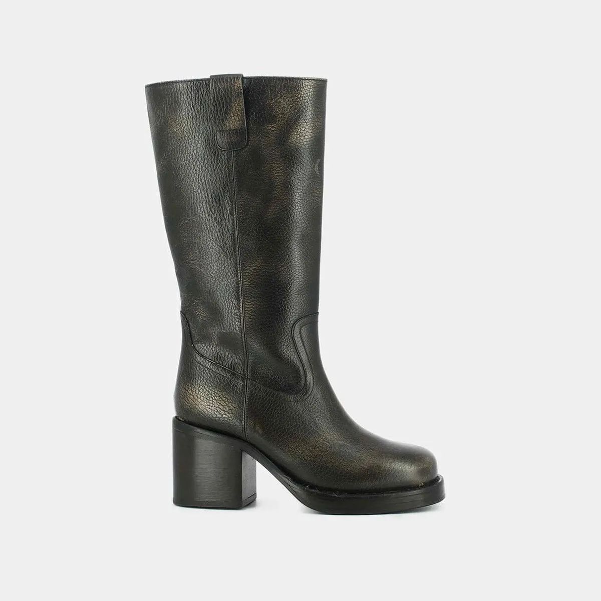 Bottes à talons en cuir grainé gris pour Femme | Jonak