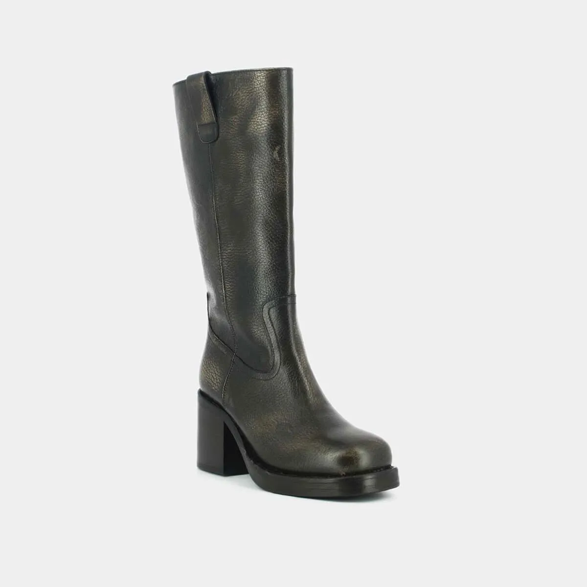 Bottes à talons en cuir grainé gris pour Femme | Jonak