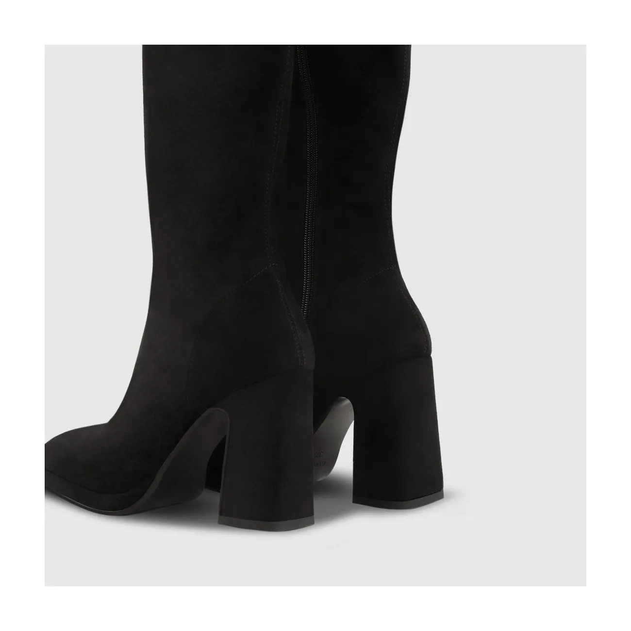 Bottes à talons femme en textile élastique effet daim noir | LODI Chaussures femme en ligne.