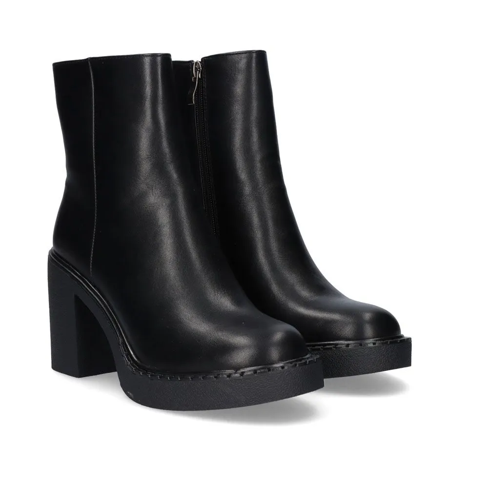 BOTTINES À TALONS W1019-B183 NOIR