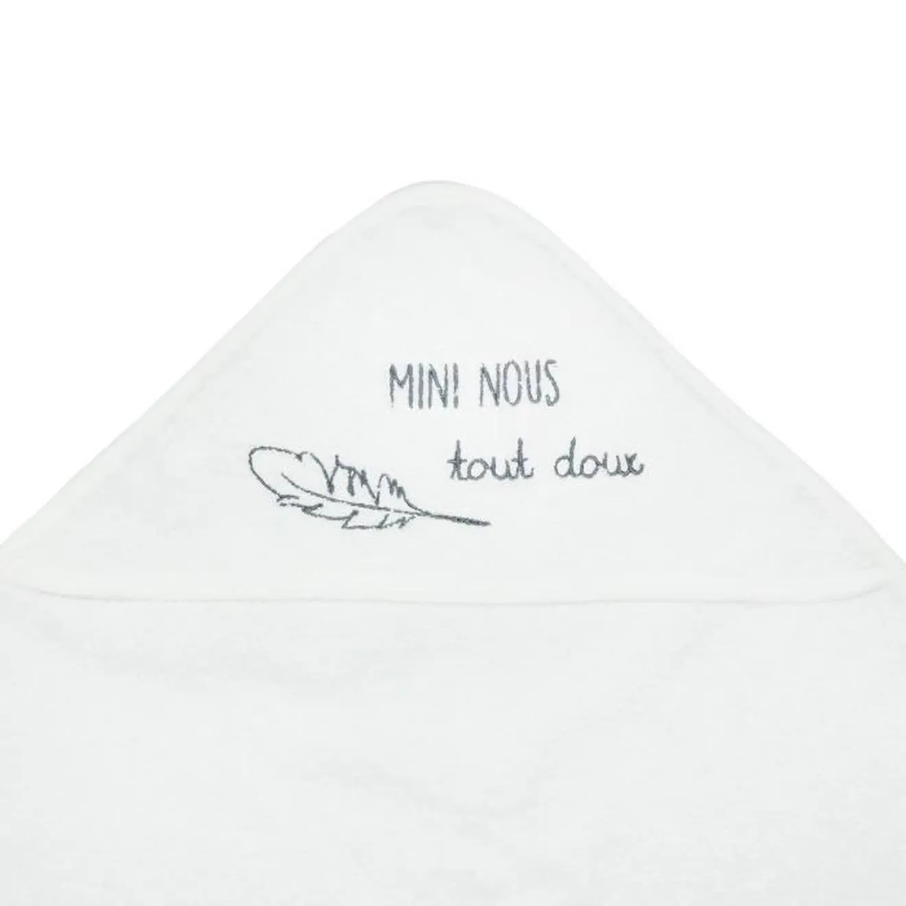 Cape de bain bébé TROIS KILOS SEPT - Blanc - 70x70 cm - éponge 100% coton - capuche et gant de toilette assorti blanc - Trois Ki