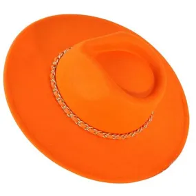 Chapeau chic HB143 couture femme feutre laine larges bords orange