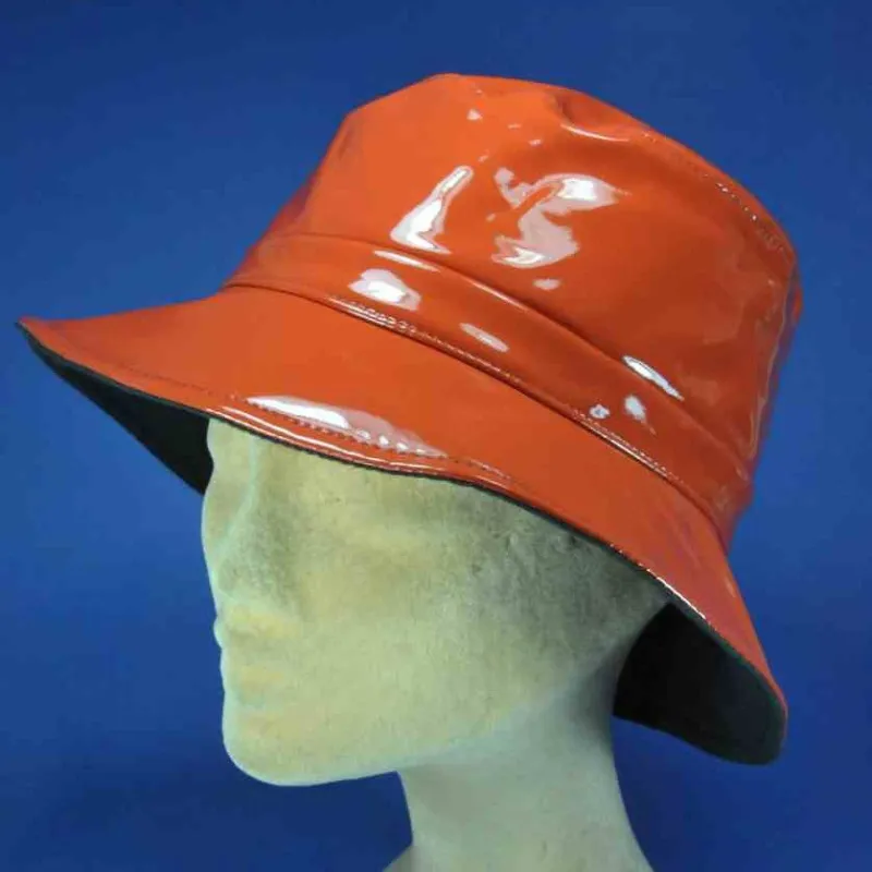 Chapeau de pluie imperméable PVC couleur brique | Chapeau pour femme