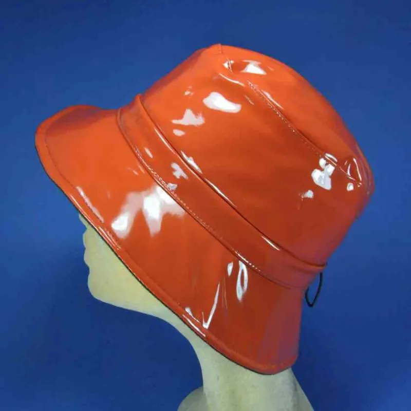 Chapeau de pluie imperméable PVC couleur brique | Chapeau pour femme