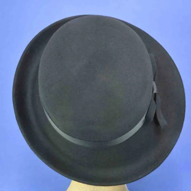 Chapeau forme cloche feutre de laine, type retro | Chapeau femme, noir