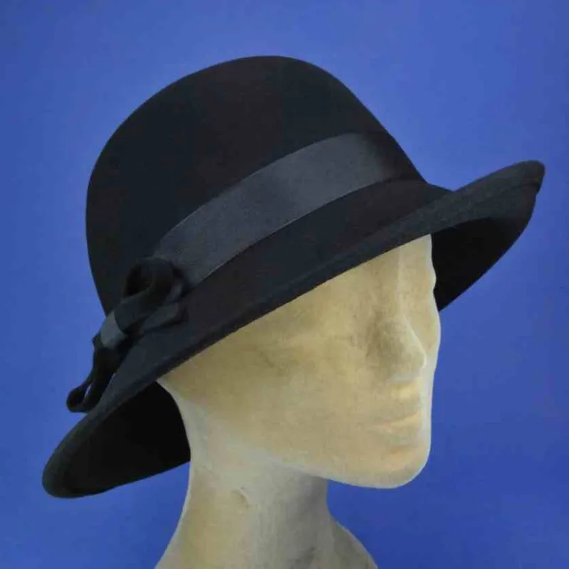 Chapeau forme cloche feutre de laine, type retro | Chapeau femme, noir