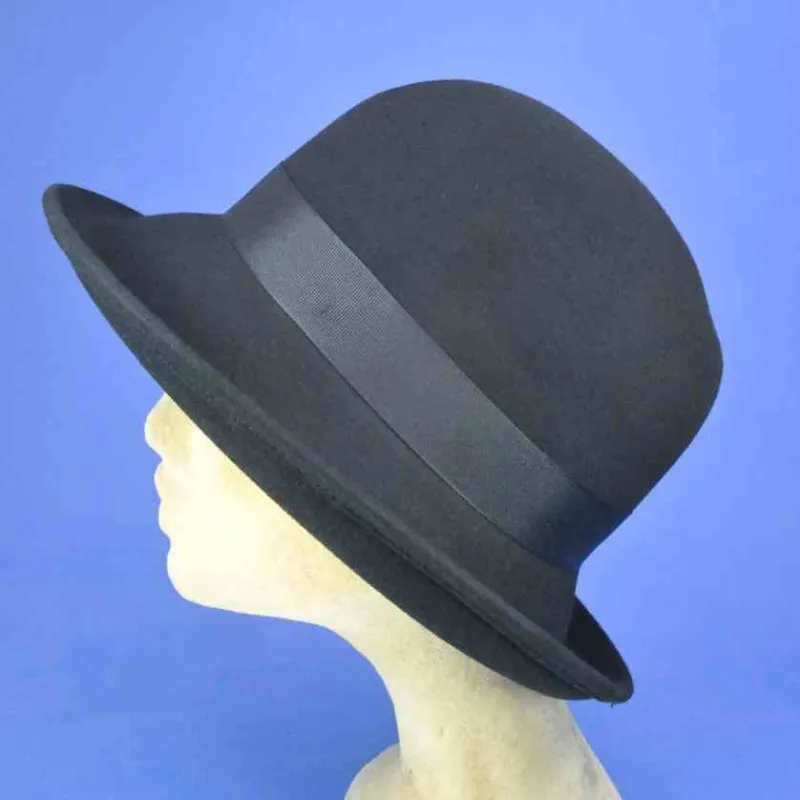 Chapeau forme cloche feutre de laine, type retro | Chapeau femme, noir