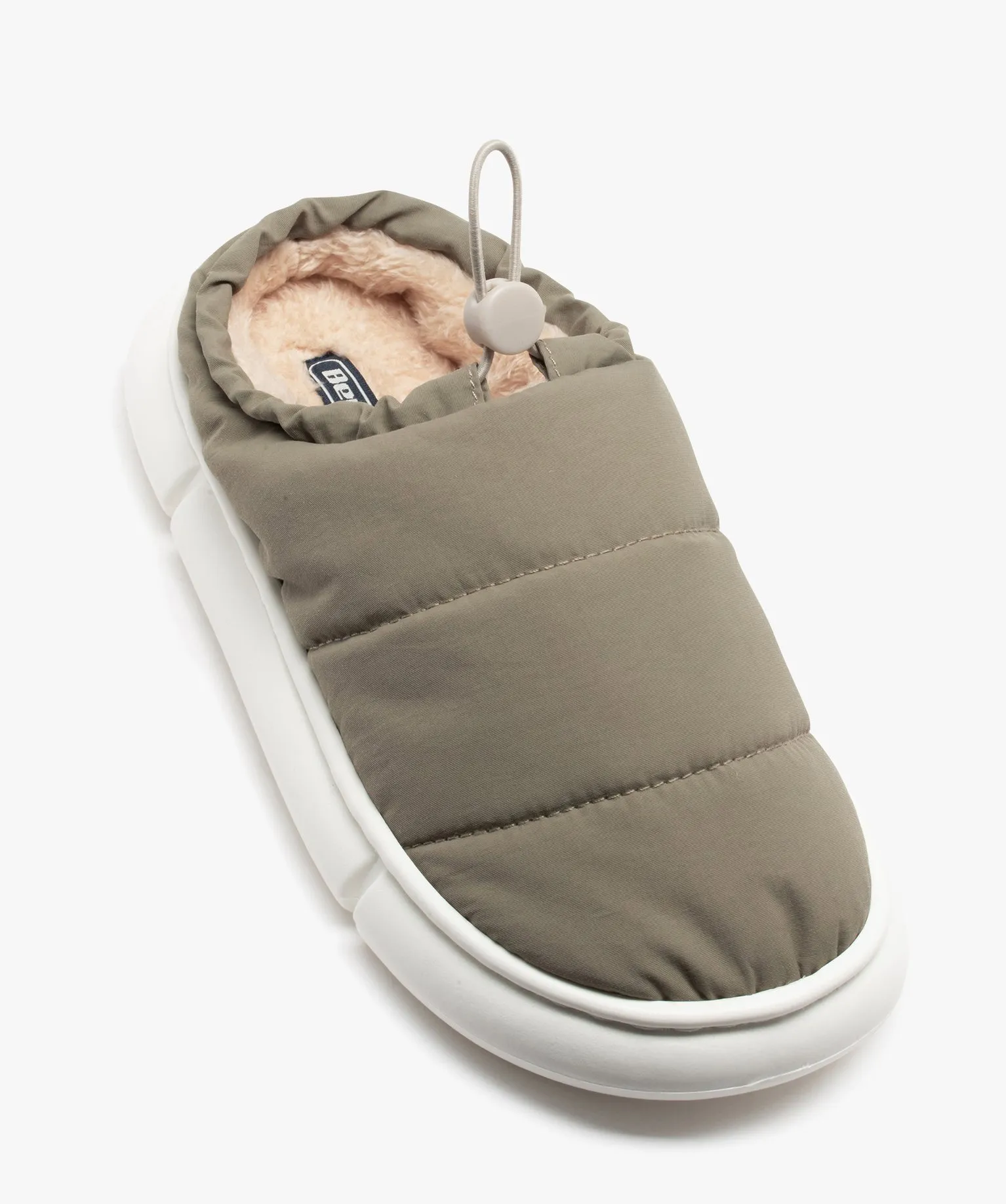 Chausson garçon mules unies à col parachute et dessus matelassé - Beppi beige