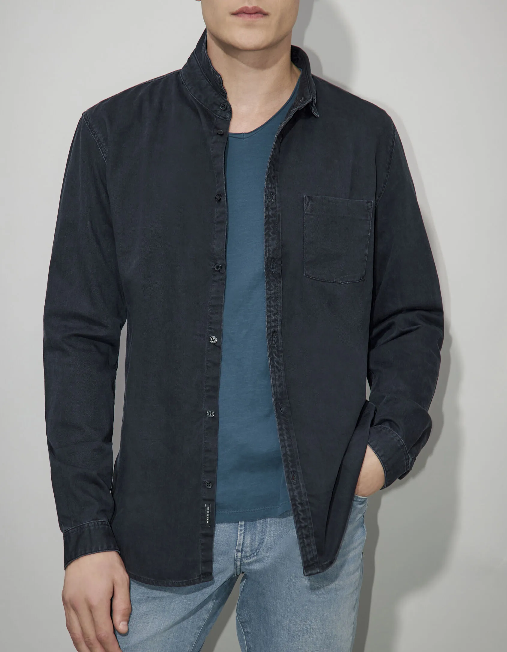 Chemise en denim REGULAR noire Homme