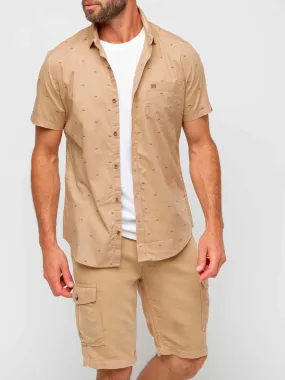 Chemise Homme Manches Courtes Coton Beige tbs