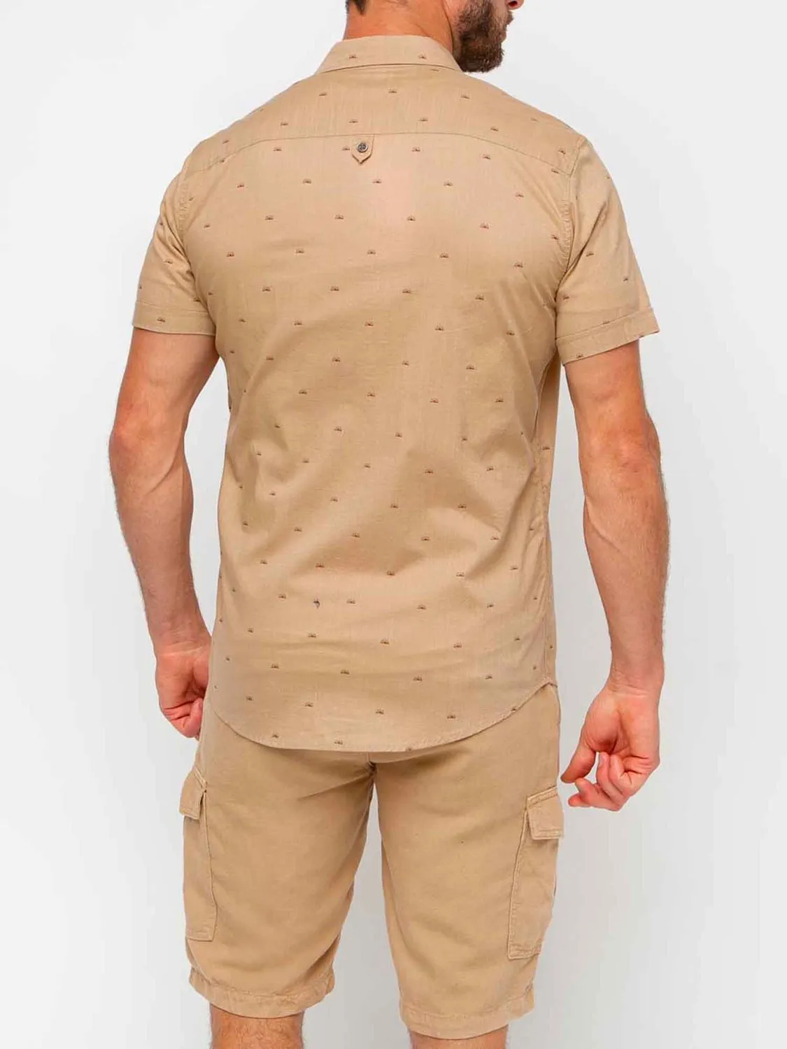 Chemise Homme Manches Courtes Coton Beige tbs