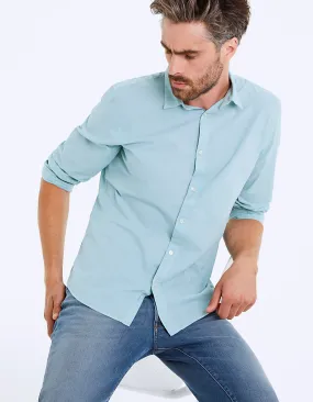 Chemise slim bleu turquoise en voile Homme