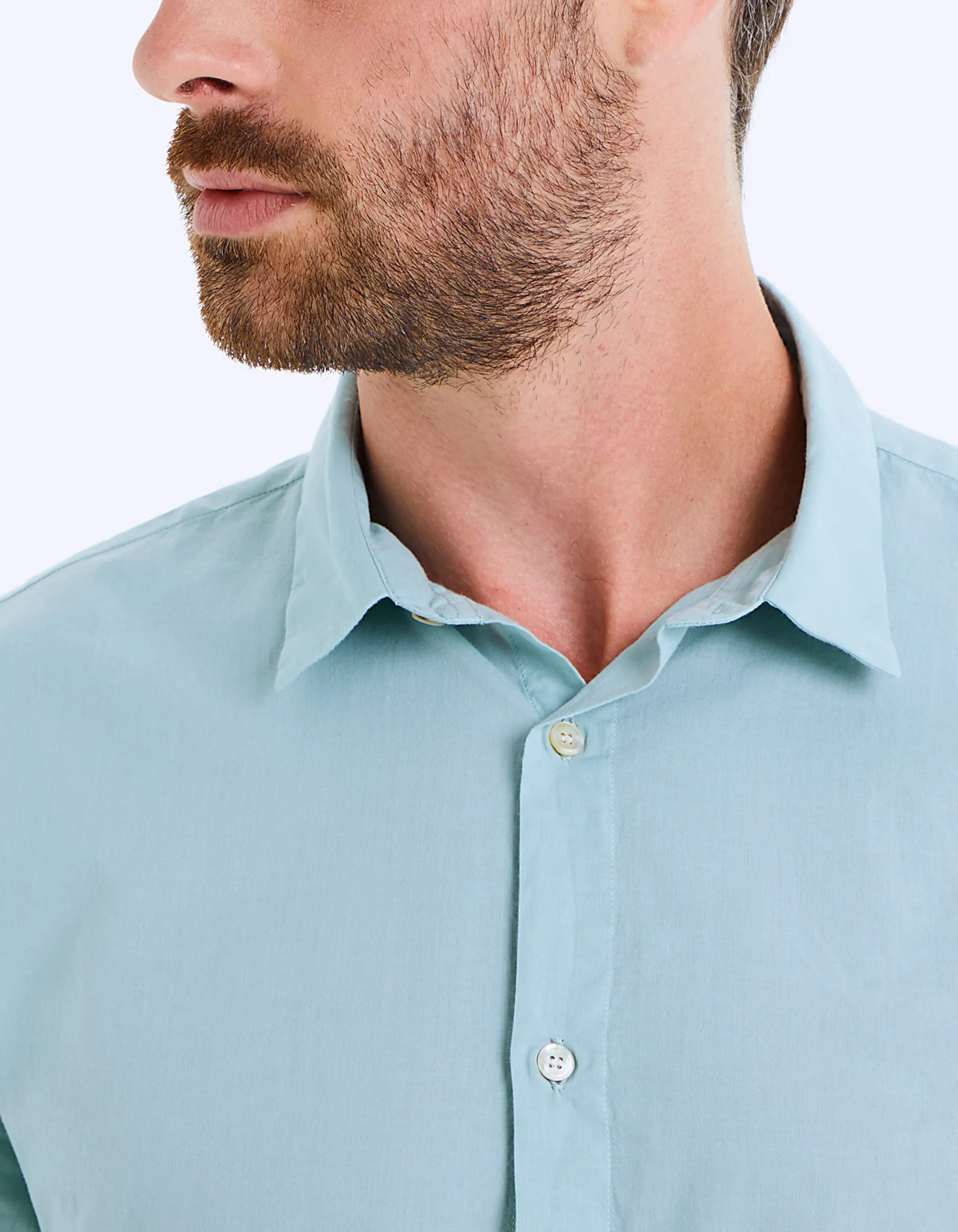 Chemise slim bleu turquoise en voile Homme