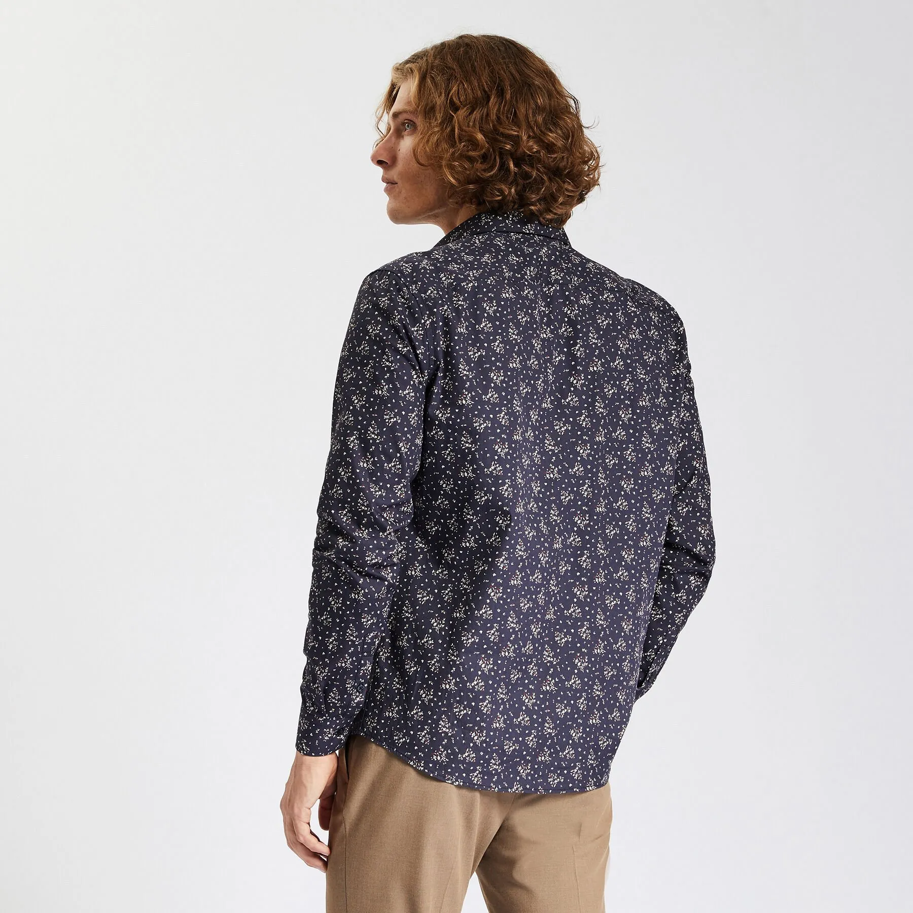 Chemise slim imprimé floral en coton Bleu foncé | Jules