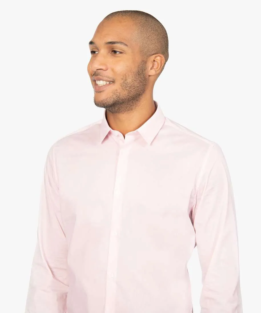 chemise unie coupe slim en coton stretch homme rose chemise manches longues