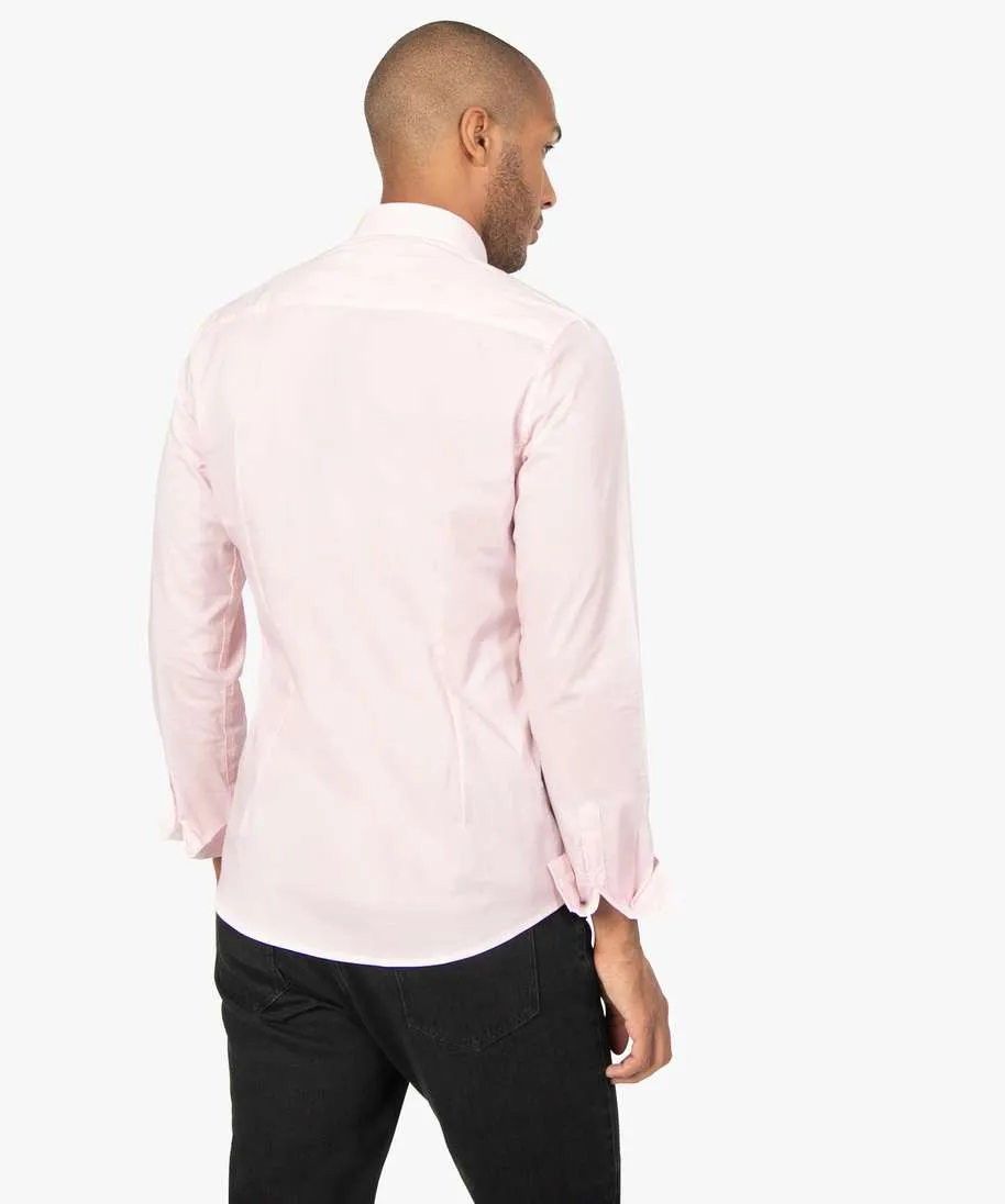 chemise unie coupe slim en coton stretch homme rose chemise manches longues