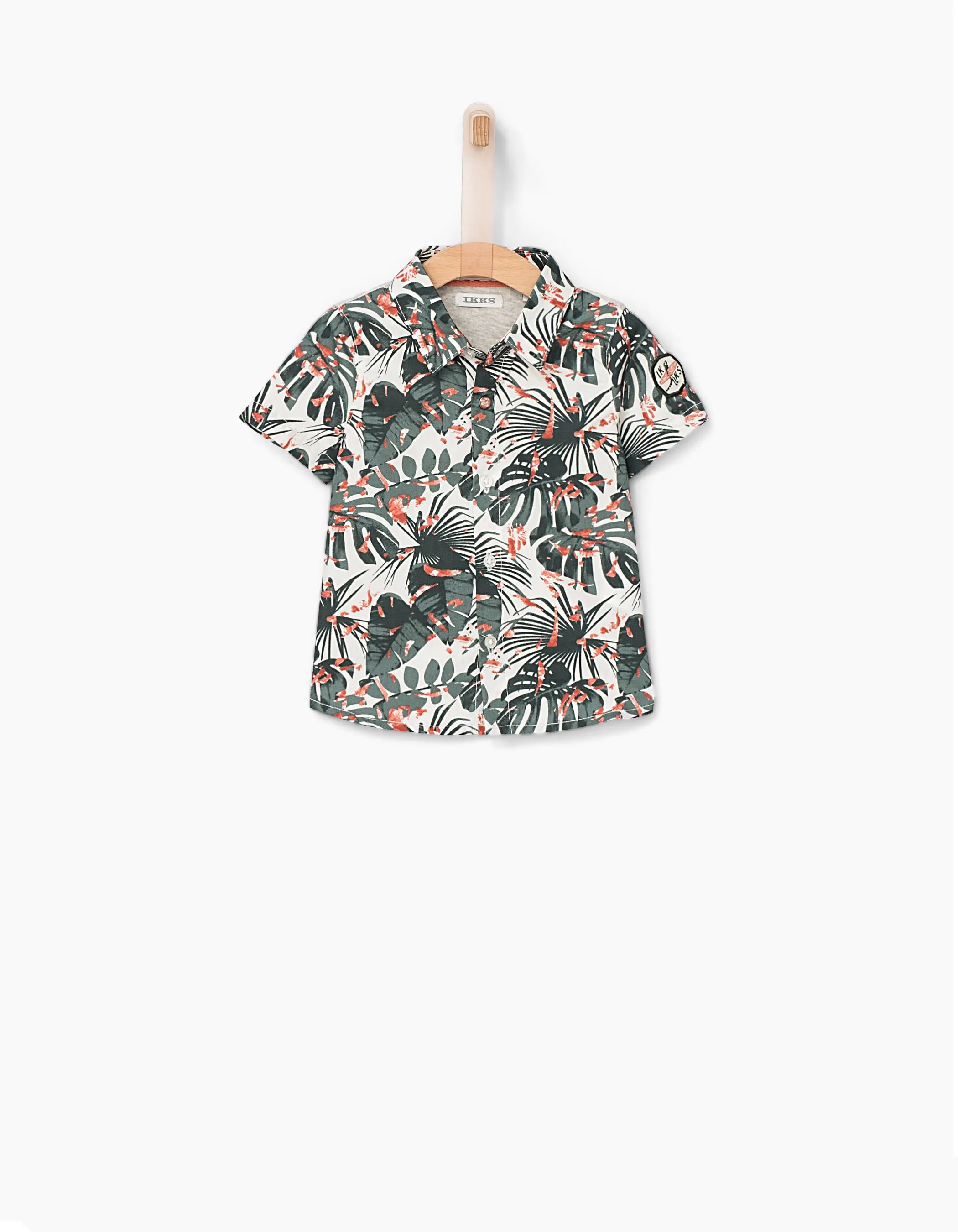 Chemise vert foncé camou tropical bébé garçon 