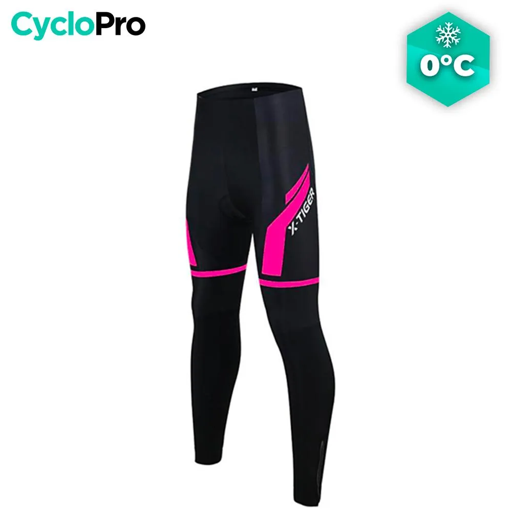 COLLANT CYCLISTE POUR FEMMES NOIRE ET ROSE - HIVER