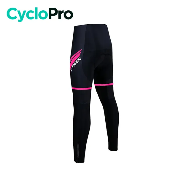 COLLANT CYCLISTE POUR FEMMES NOIRE ET ROSE - HIVER