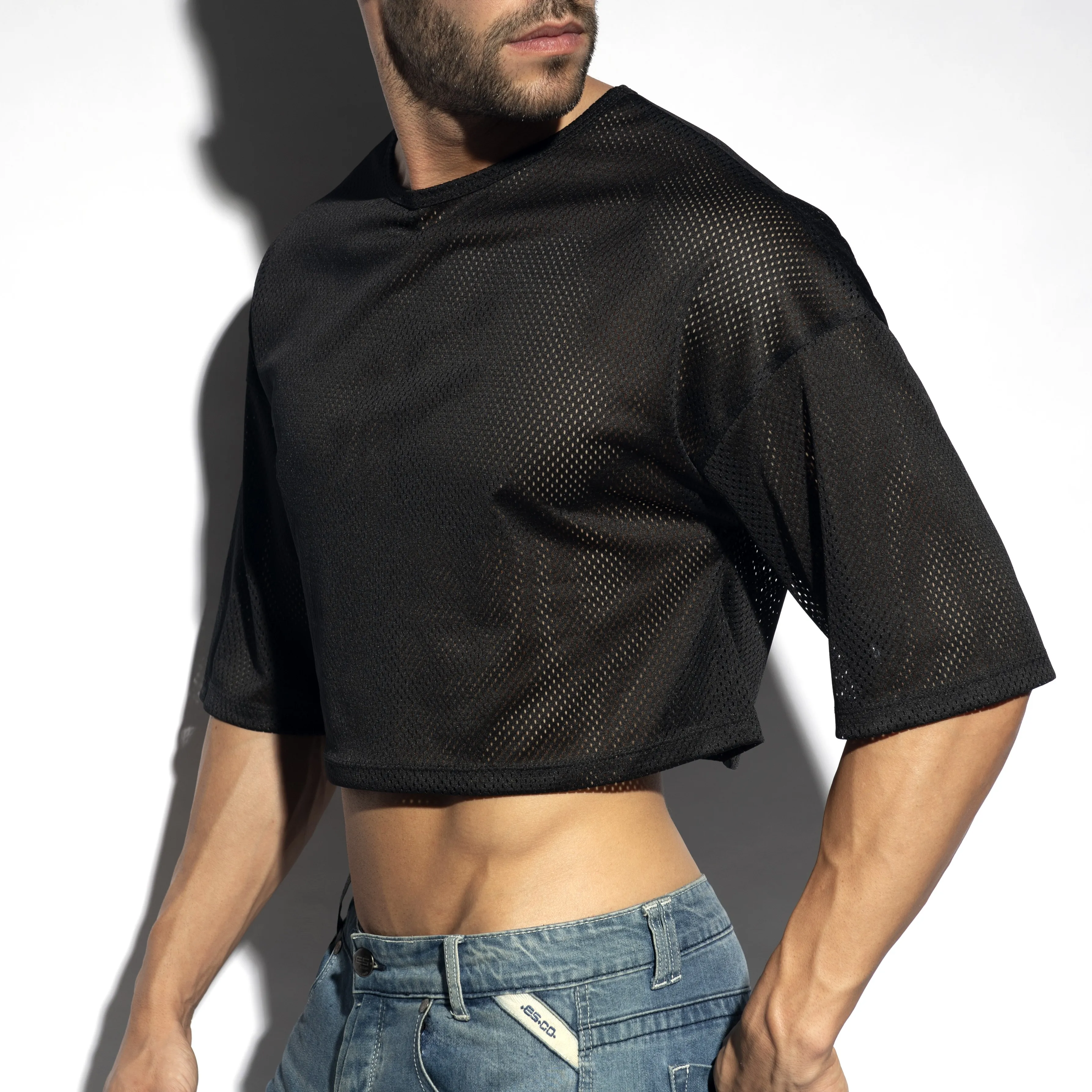 Crop top oversize - noir - ES collection : vente T-shirt manches co...