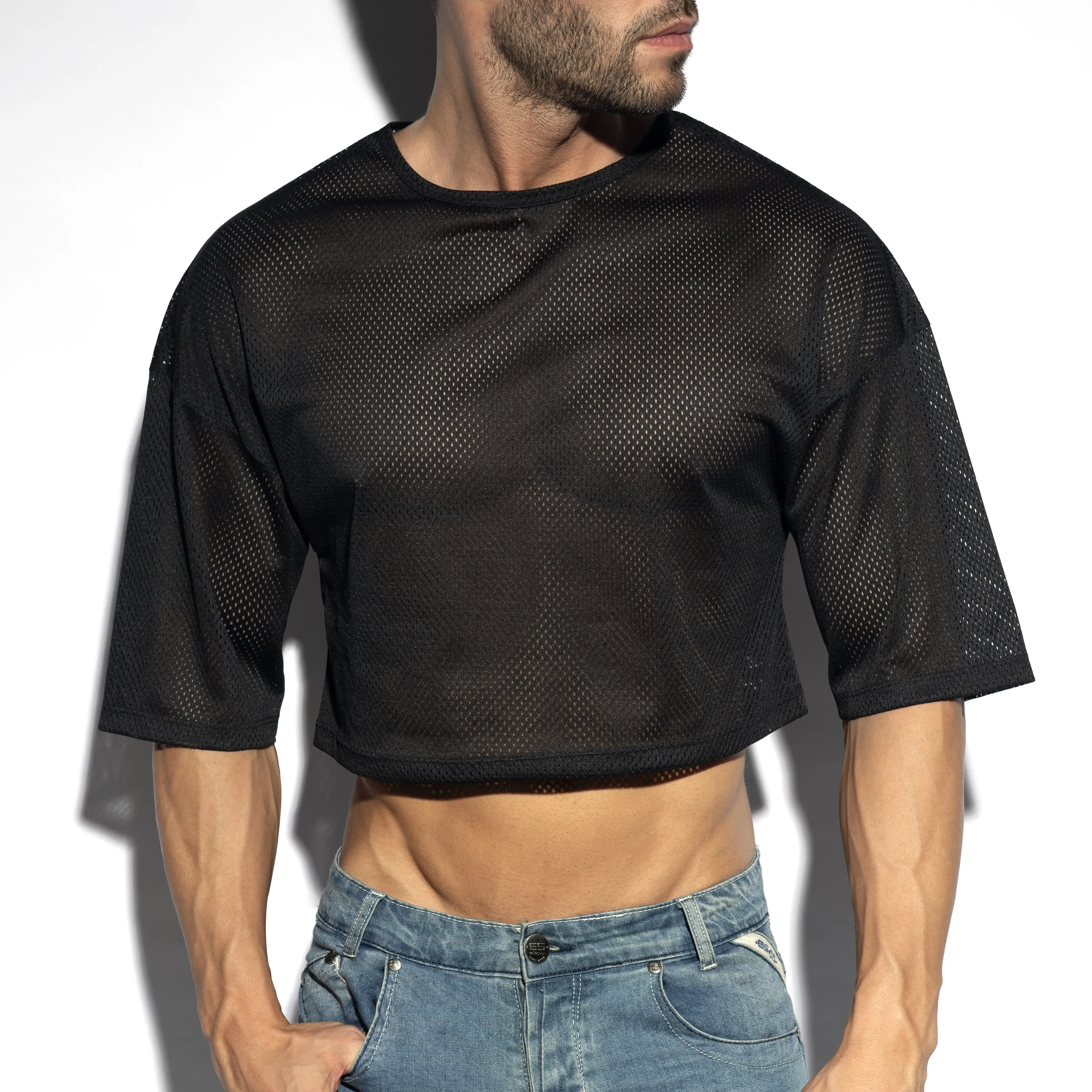 Crop top oversize - noir - ES collection : vente T-shirt manches co...