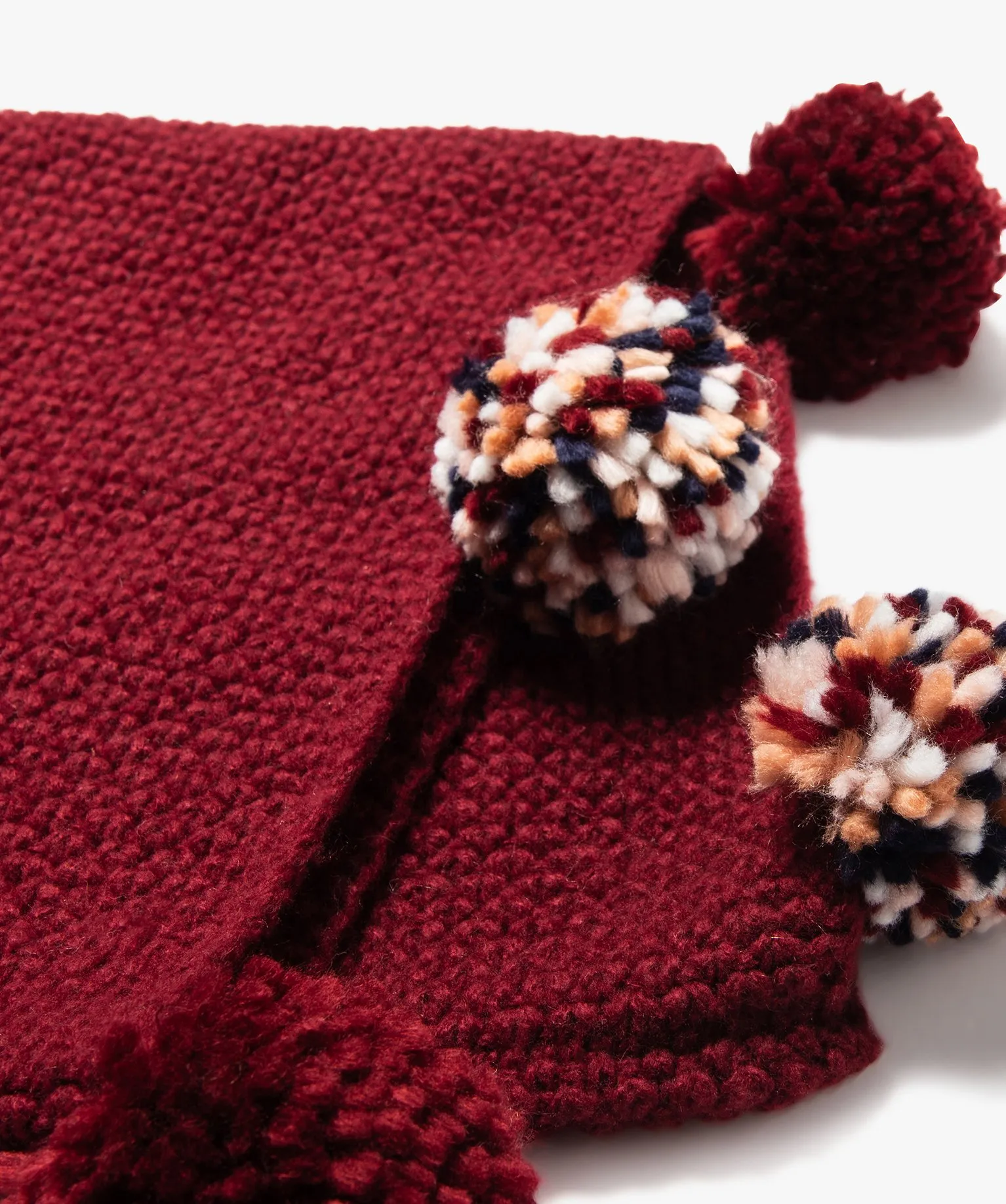 echarpe a pompons forme snood fille rouge