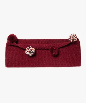 echarpe a pompons forme snood fille rouge