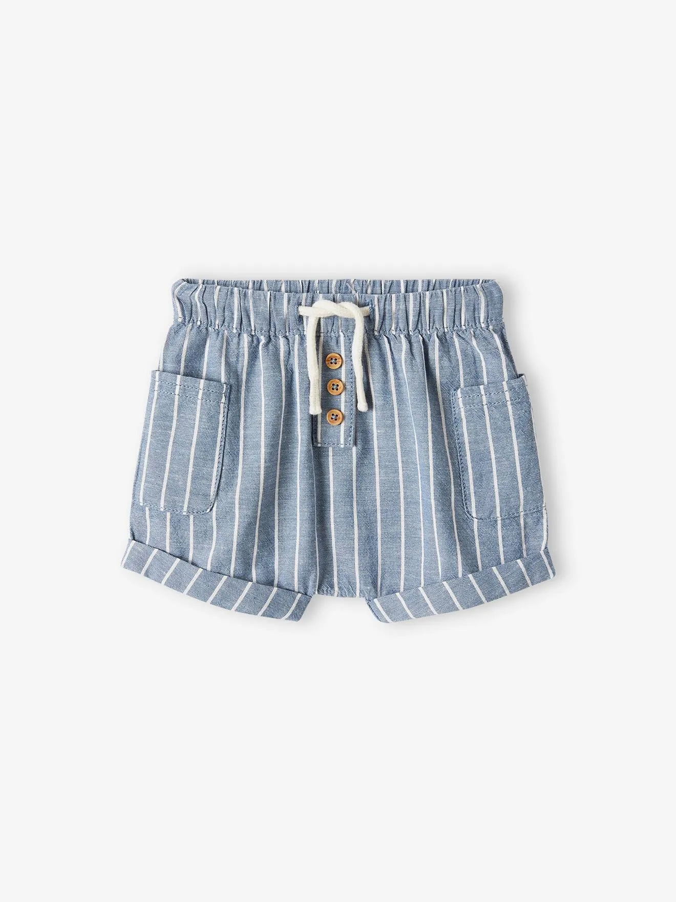 Ensemble bébé chemise + short + bandana bleu - Vertbaudet