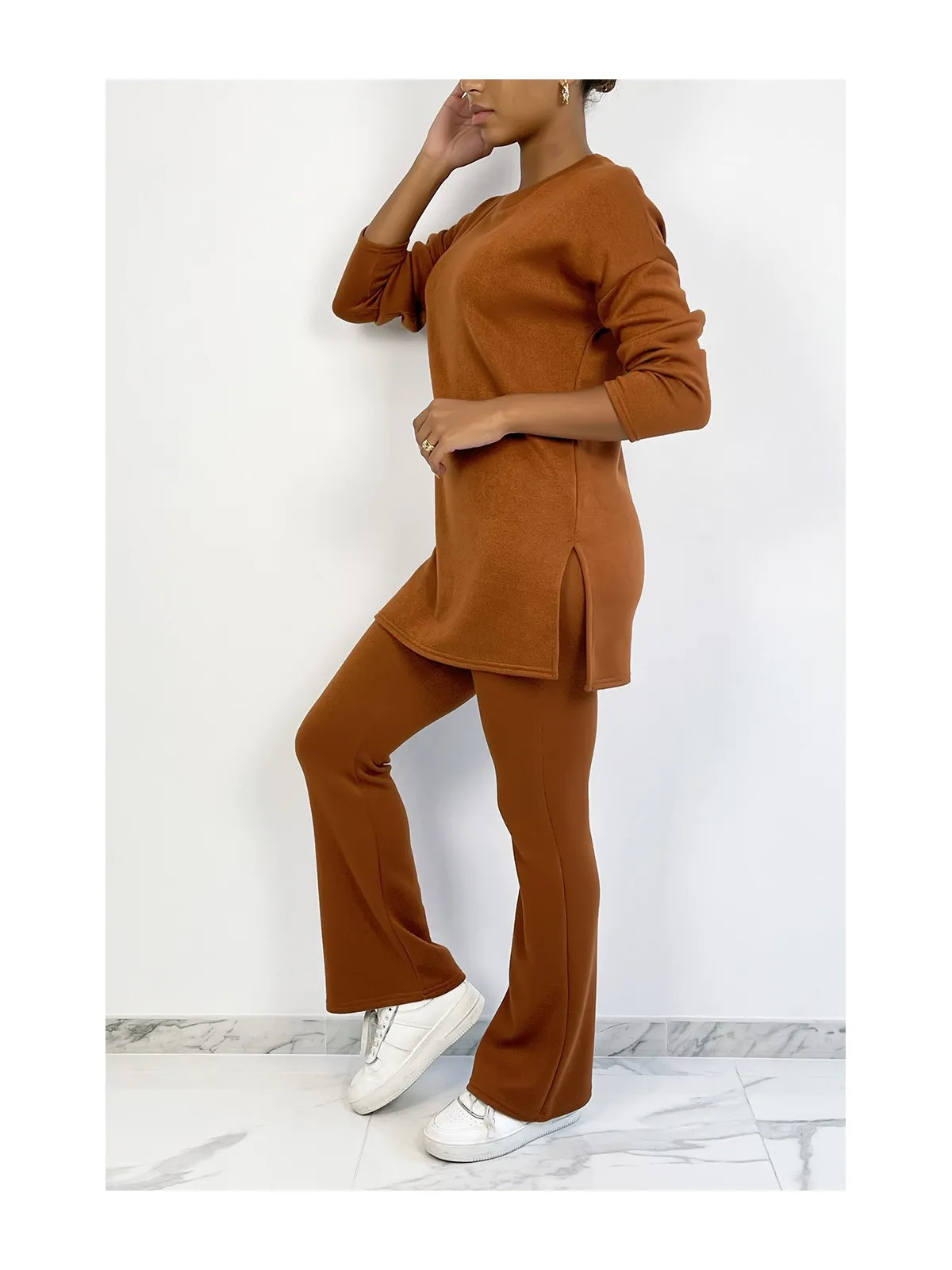 Ensemble tunique et pantalon pat deph cognac