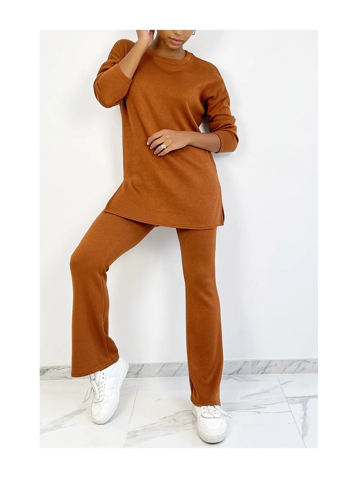 Ensemble tunique et pantalon pat deph cognac