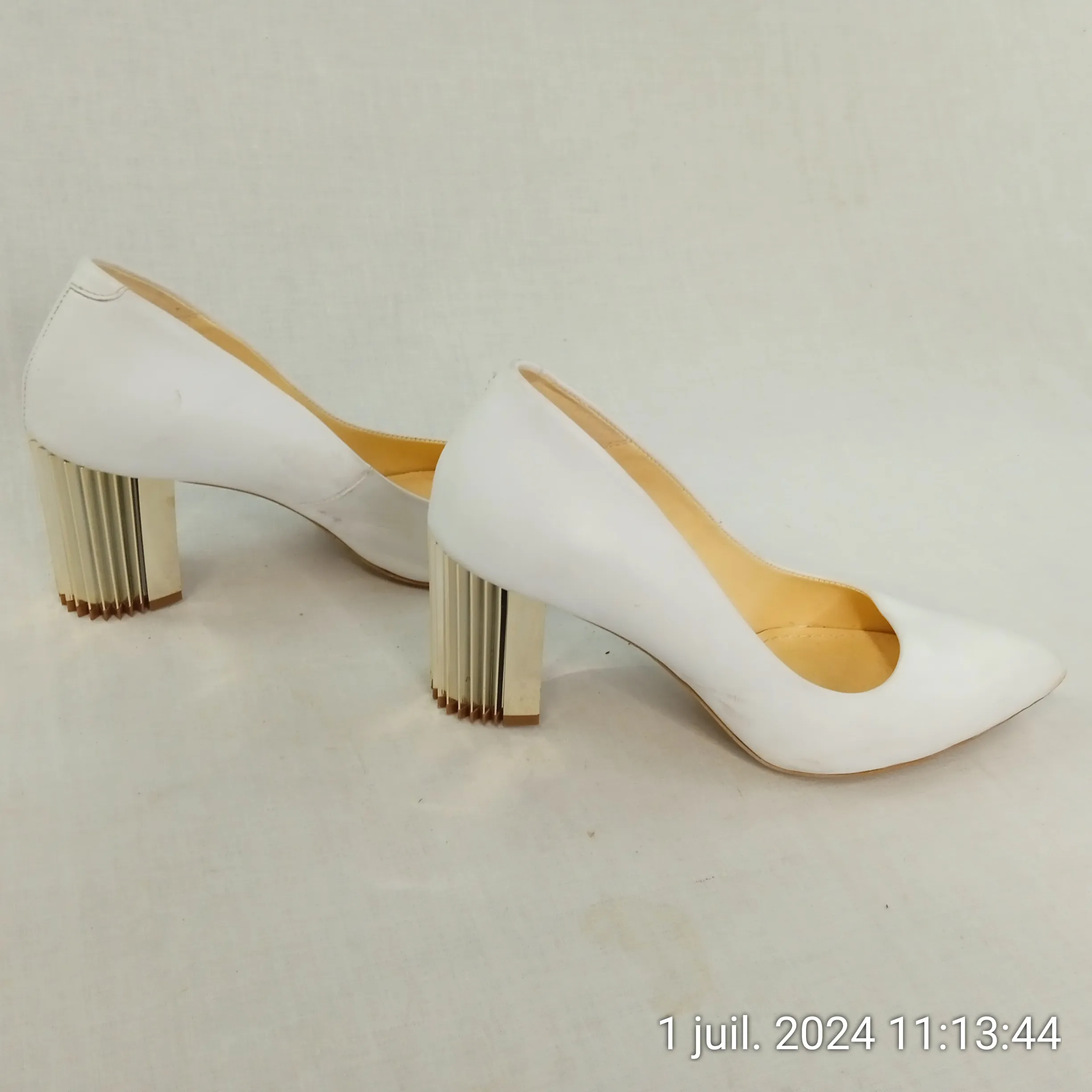 GIROTTI Escarpins blanc à talons 8 cm fait main en cuir véritable style italien T41