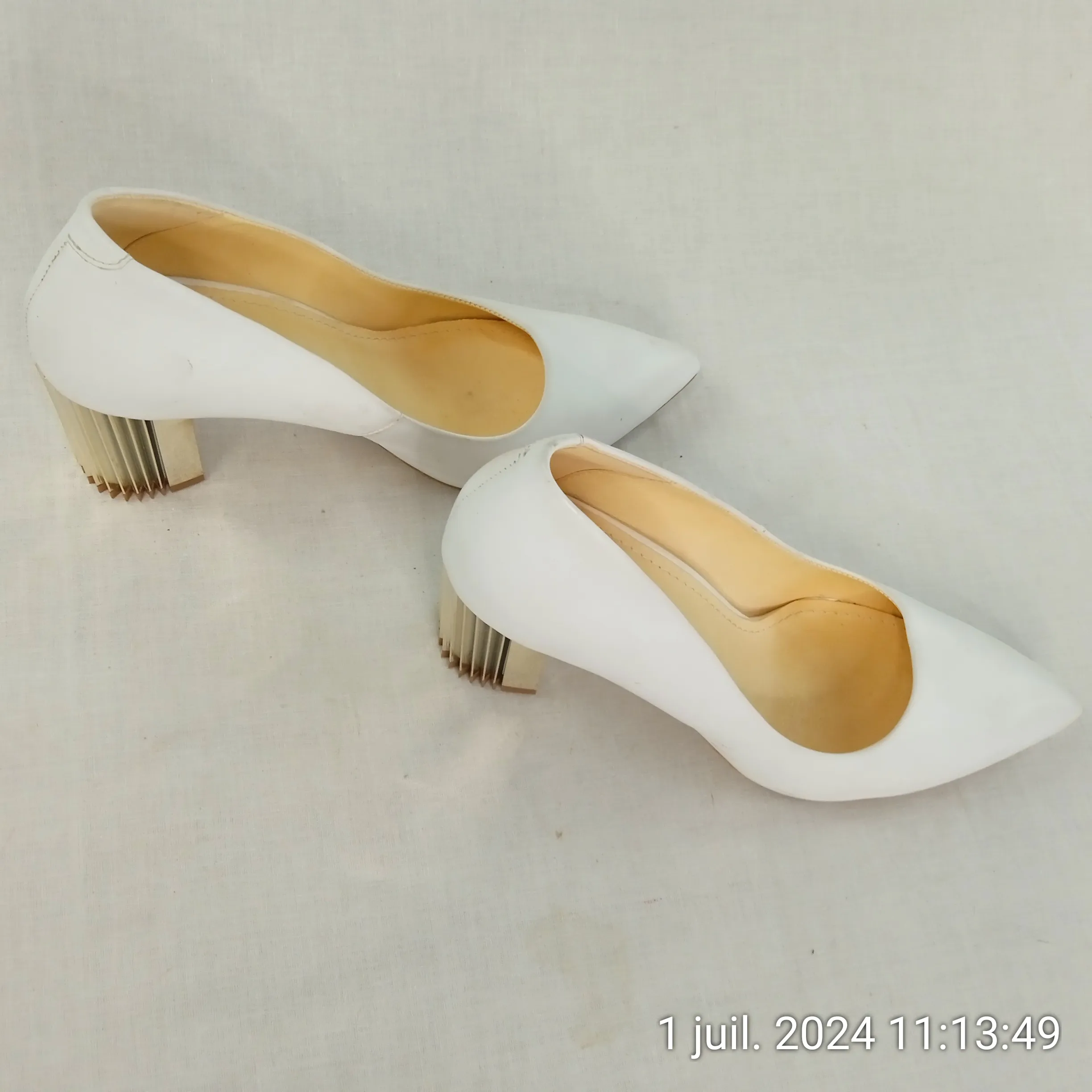 GIROTTI Escarpins blanc à talons 8 cm fait main en cuir véritable style italien T41