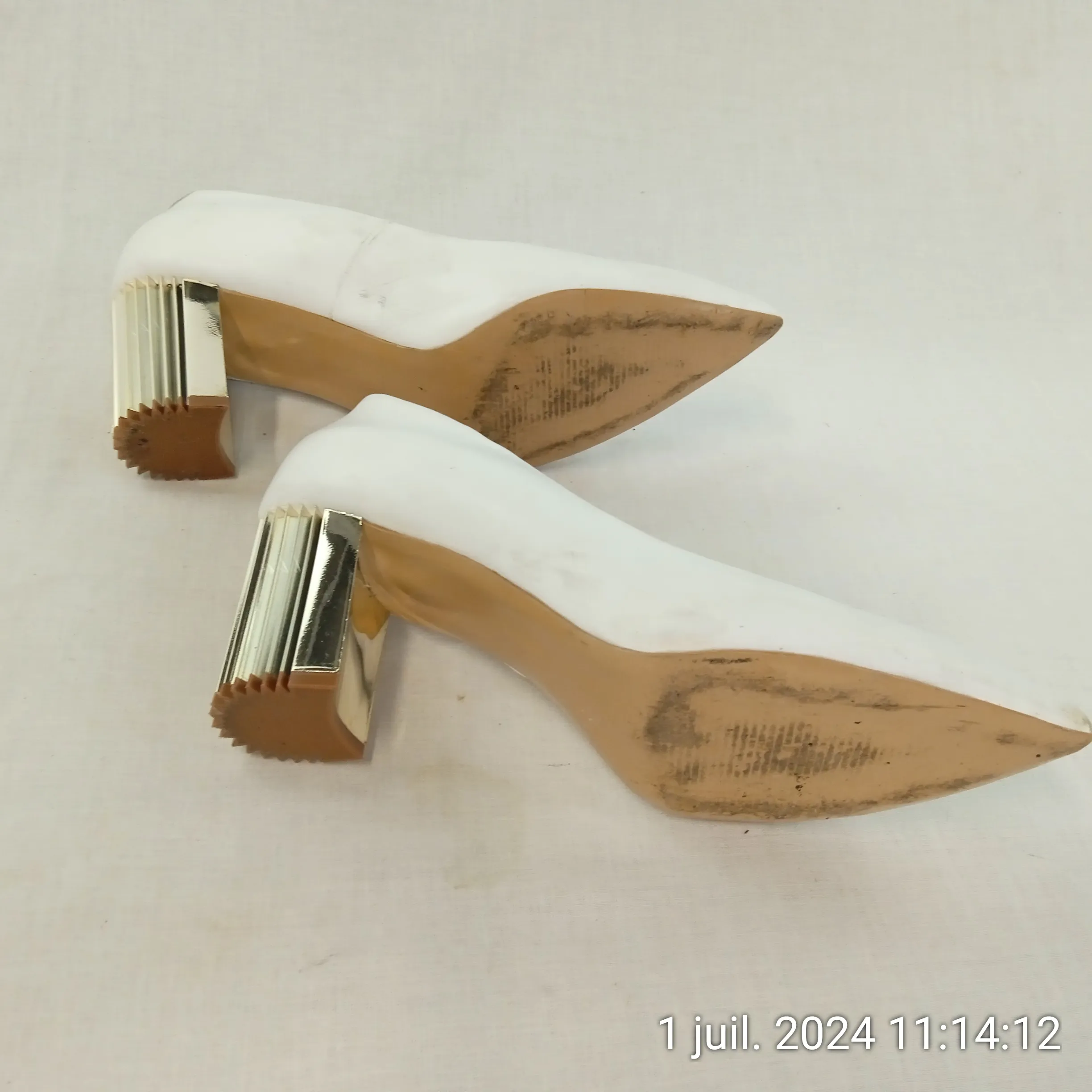 GIROTTI Escarpins blanc à talons 8 cm fait main en cuir véritable style italien T41