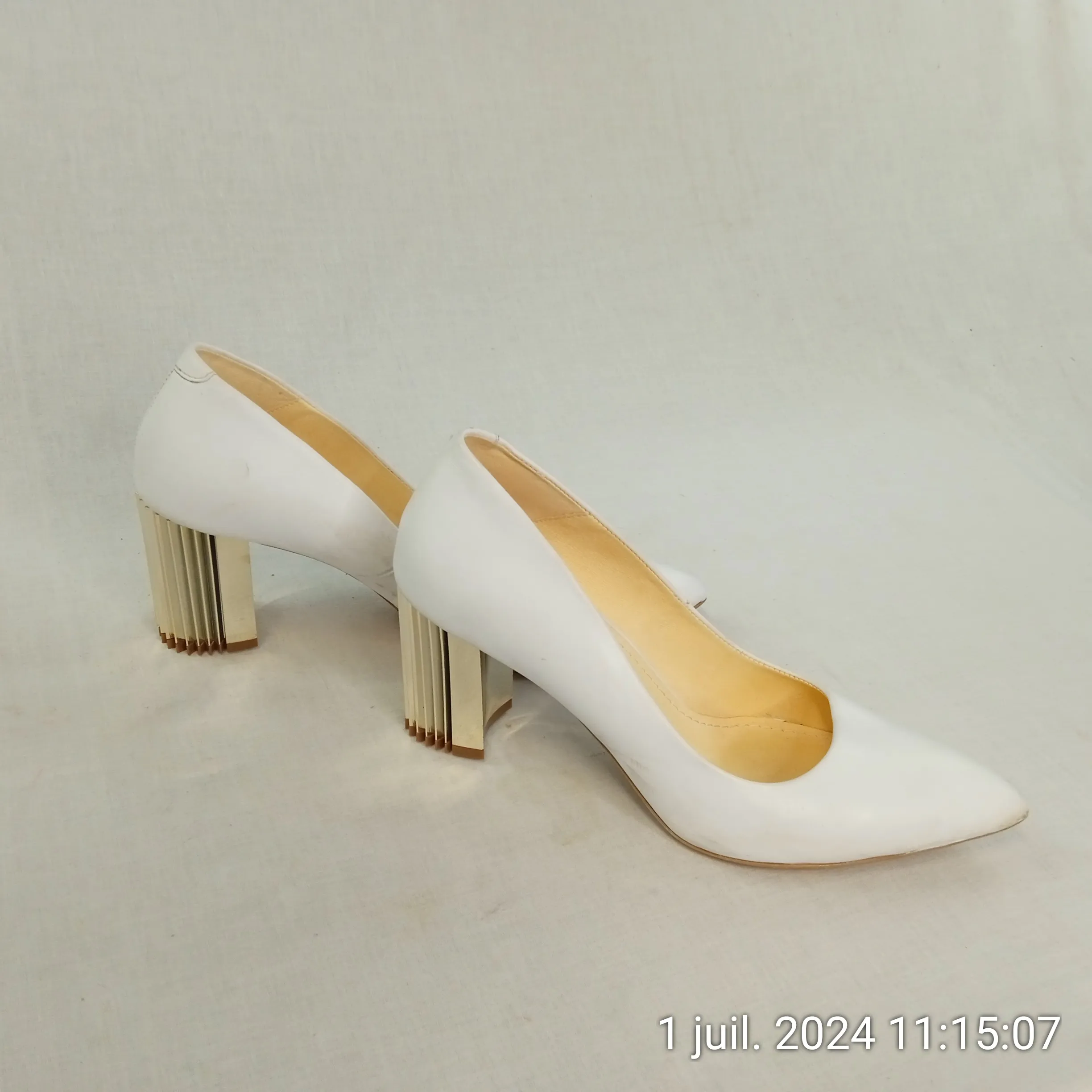 GIROTTI Escarpins blanc à talons 8 cm fait main en cuir véritable style italien T41