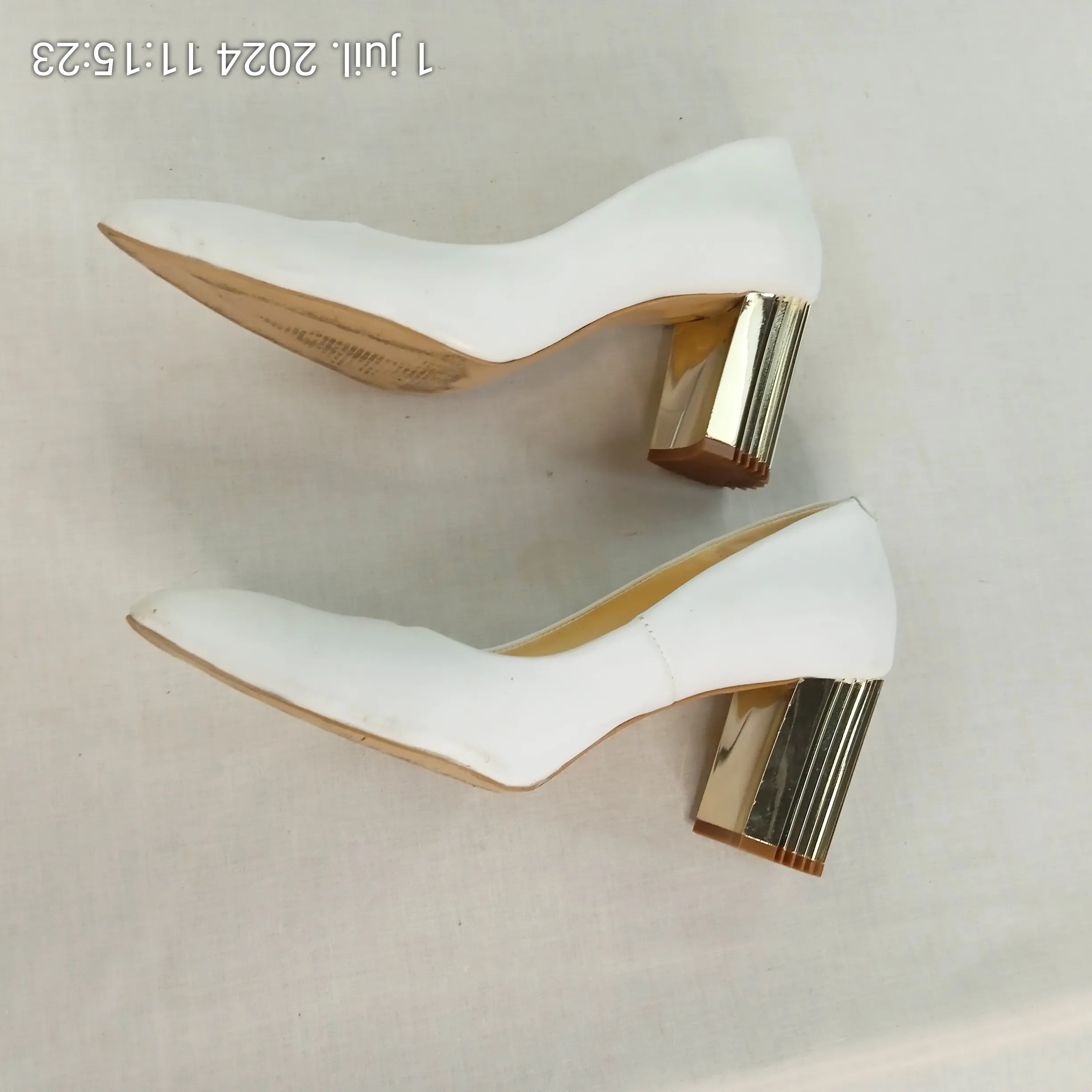 GIROTTI Escarpins blanc à talons 8 cm fait main en cuir véritable style italien T41