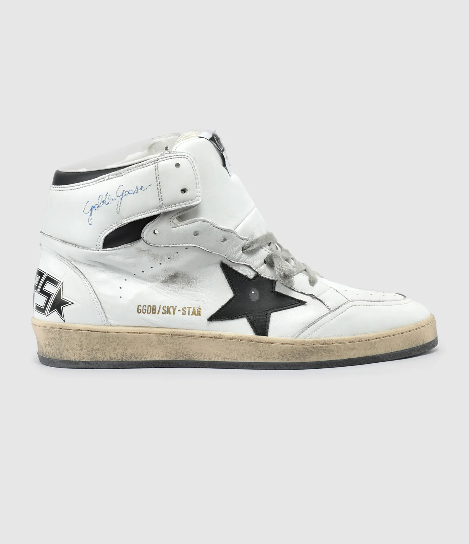 GOLDEN GOOSE Partager  Baskets Homme Sky Star Sérigraphie Cuir Blanc  