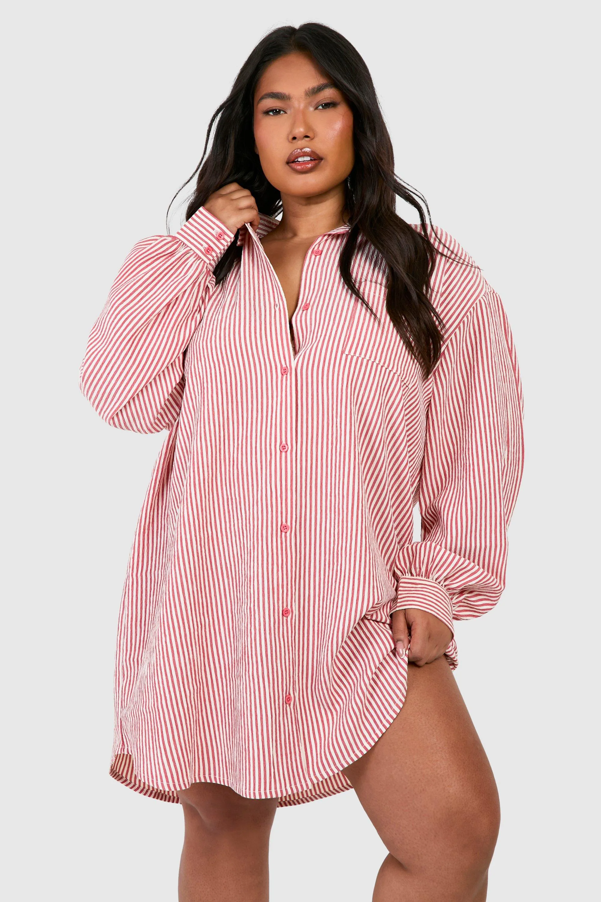 Grande taille - Robe chemise oversize à rayures