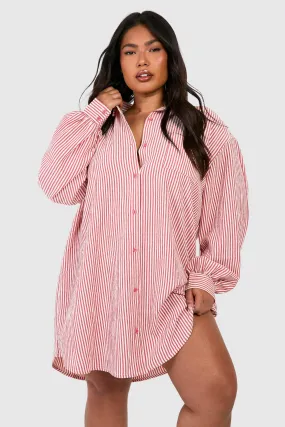 Grande taille - Robe chemise oversize à rayures