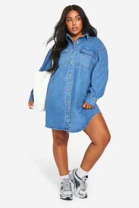 Grande taille - Robe chemise oversize en jean