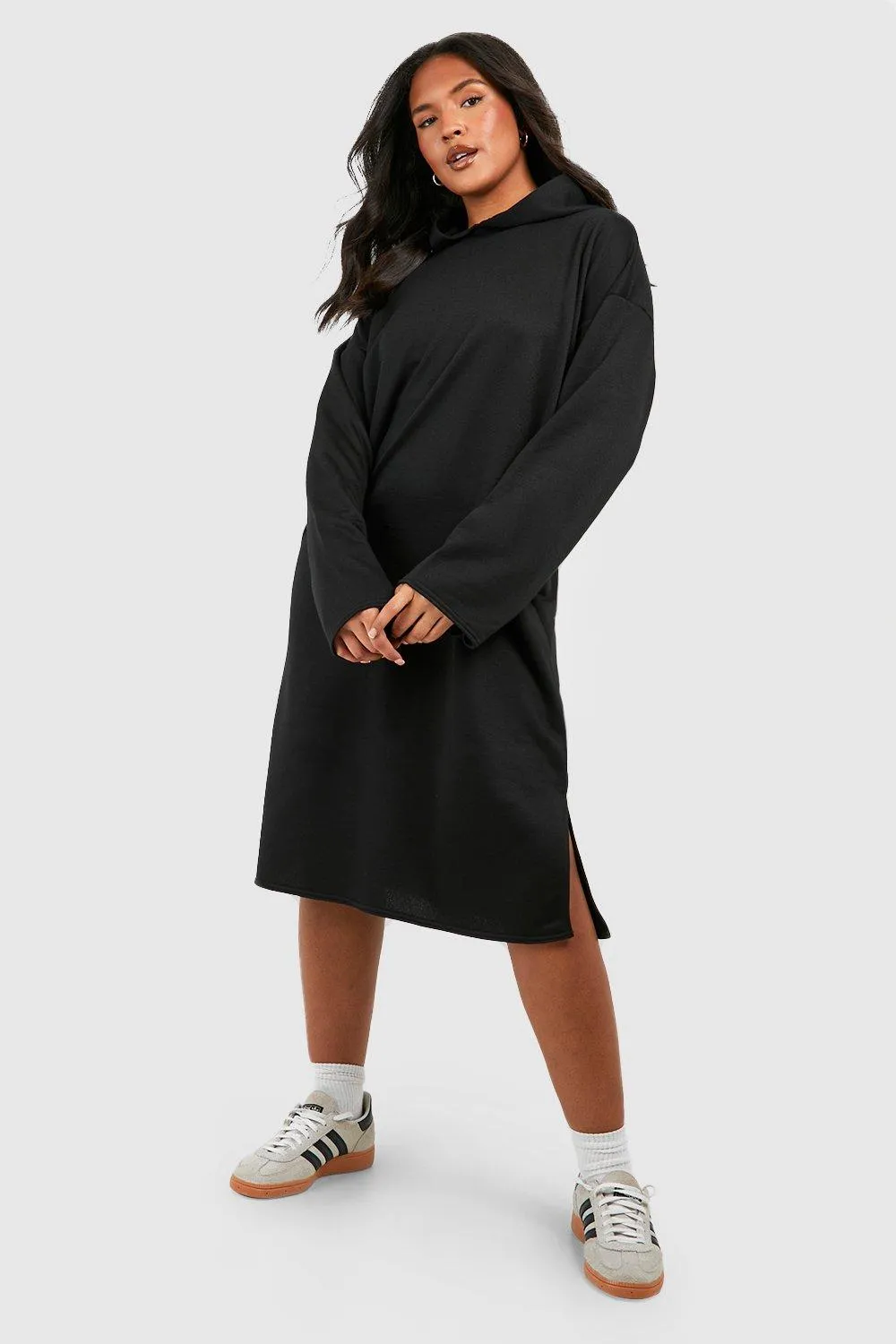 Grande taille - Robe sweat oversize fendue