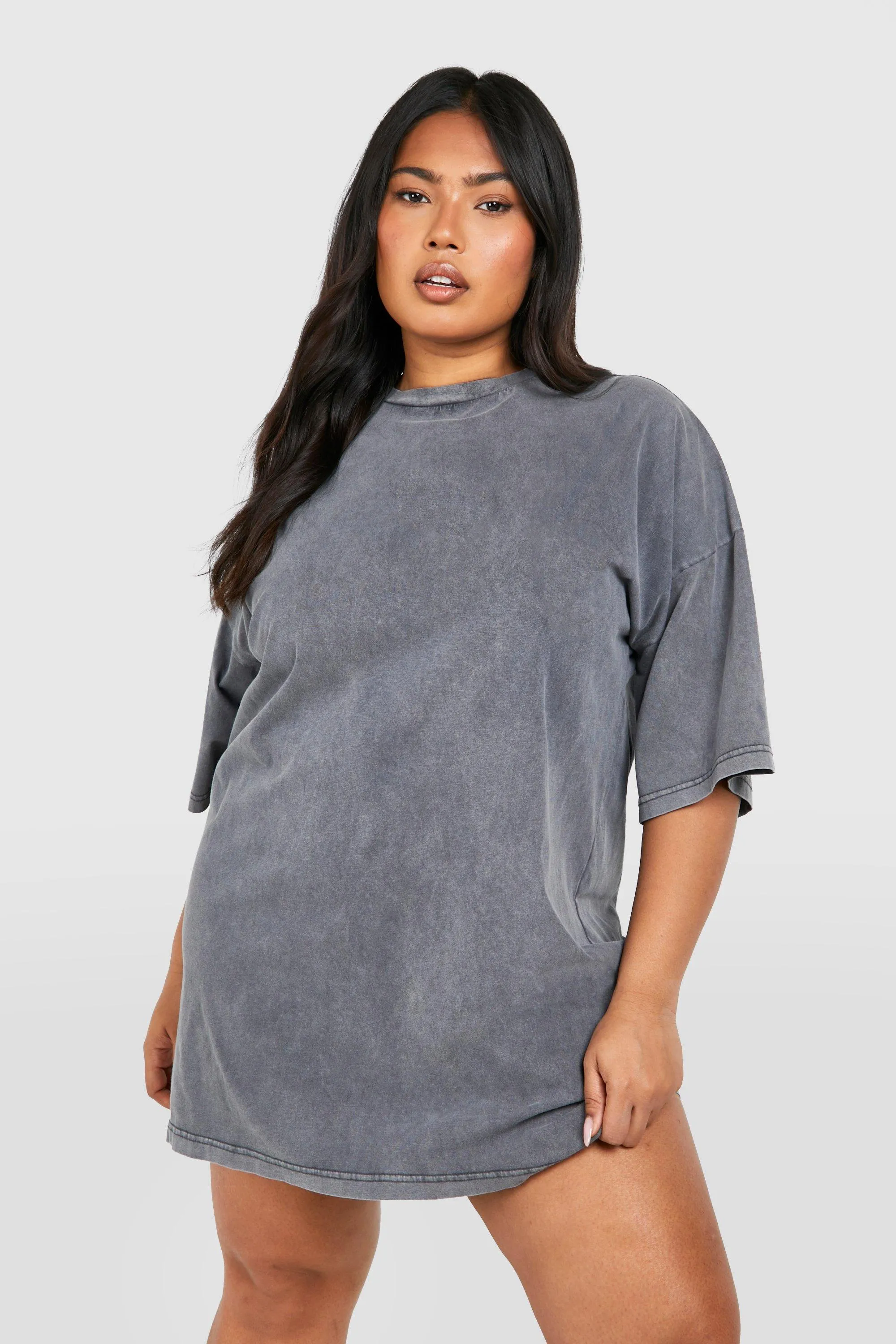 Grande taille - Robe t-shirt oversize délavée