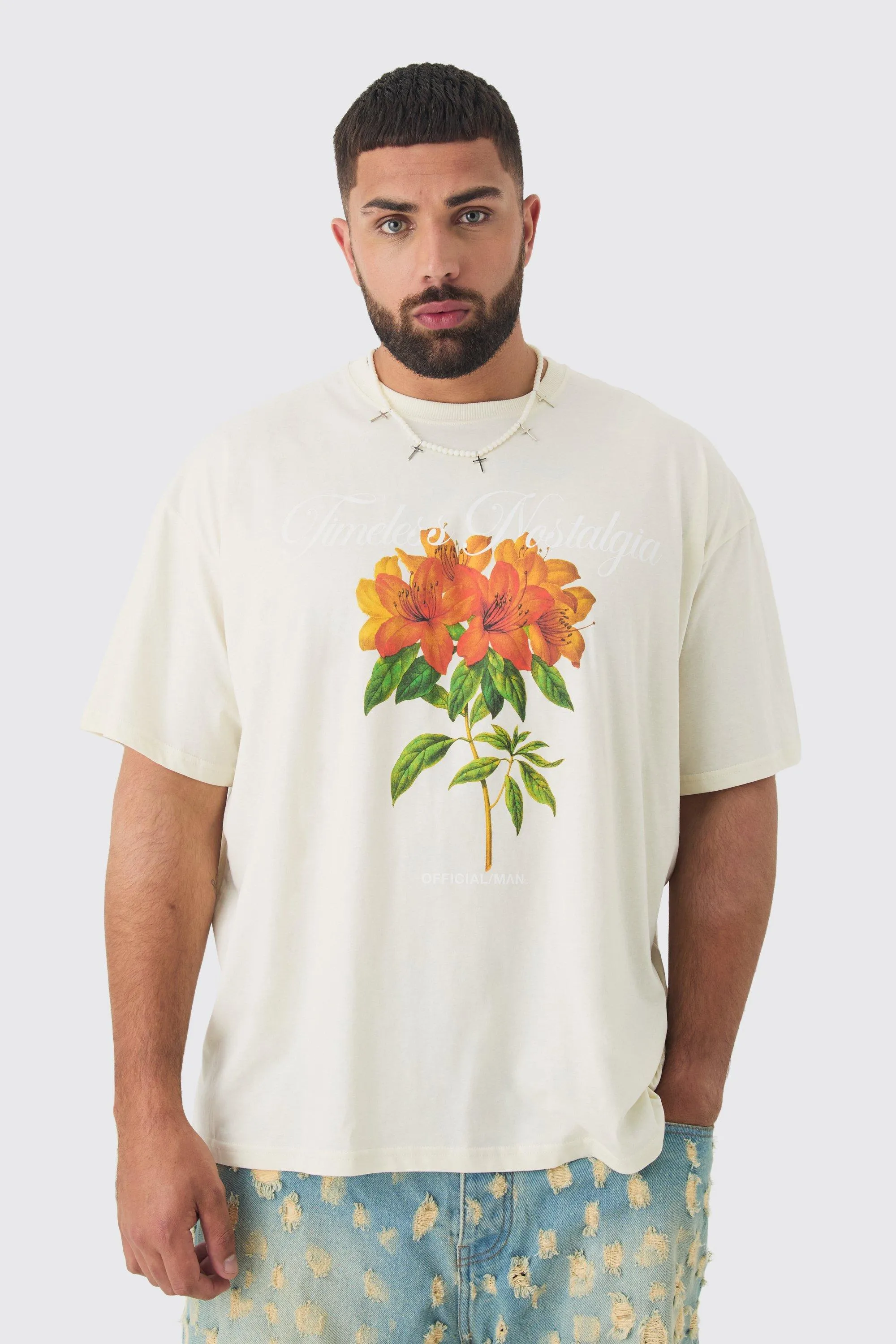 Grande taille - T-shirt oversize fleuri - MAN