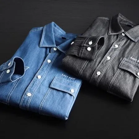 Importé - Chemise Homme Décontractée A Manches Longues En Jean