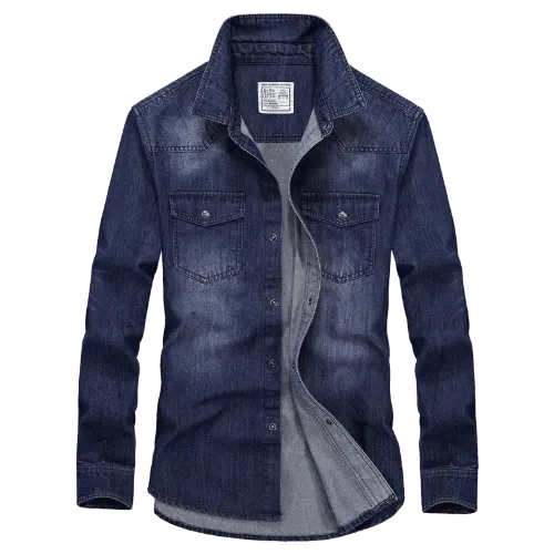 Importé - Chemise Homme Jean Décontracté Rétro Manches Longues Tendance