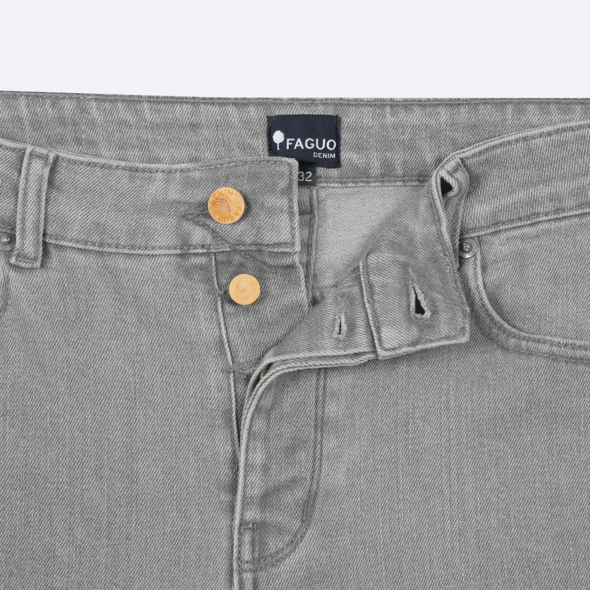 Jean light grey coton et coton recyclé - modèle Denim slim - FAGUO